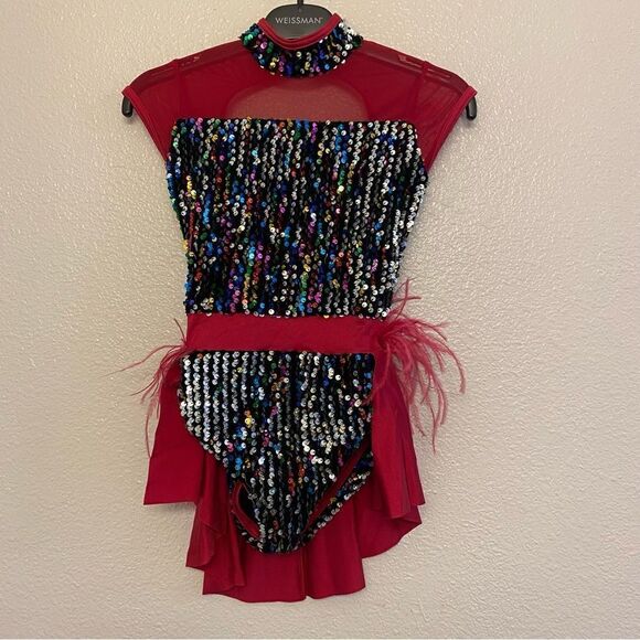 WEISSMAN Dance Costume lyrical jazz sassy feathers BOP TO THE TOP 13478 IC 7/8 - Picture 2 of 8